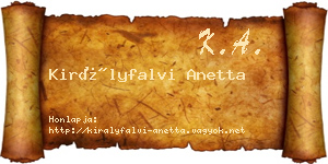 Királyfalvi Anetta névjegykártya
